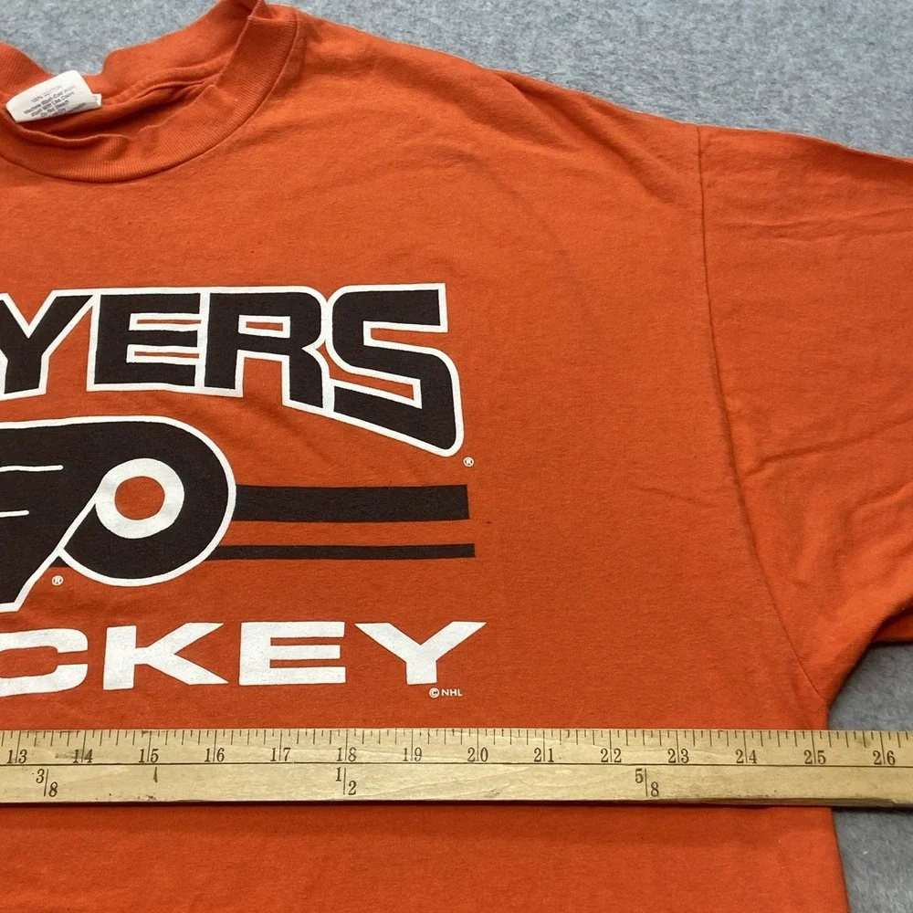 Vintage 90s Philadelphia Flyers Orange T Shirt NHL Hockey‎ Made In USA Sz 2XL